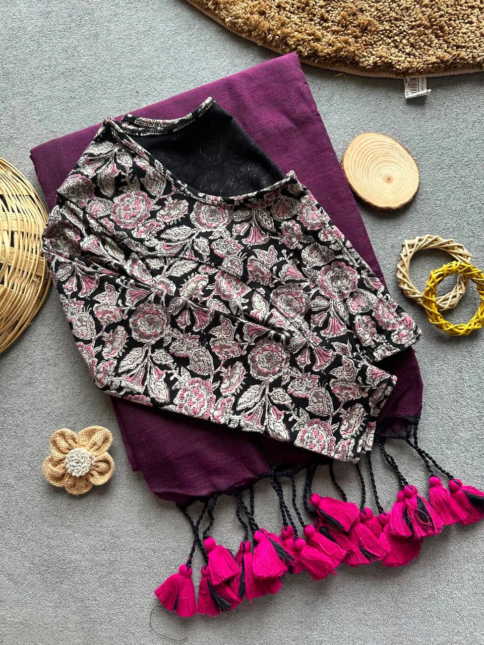 Khadi Streachable cotton stitched blouse