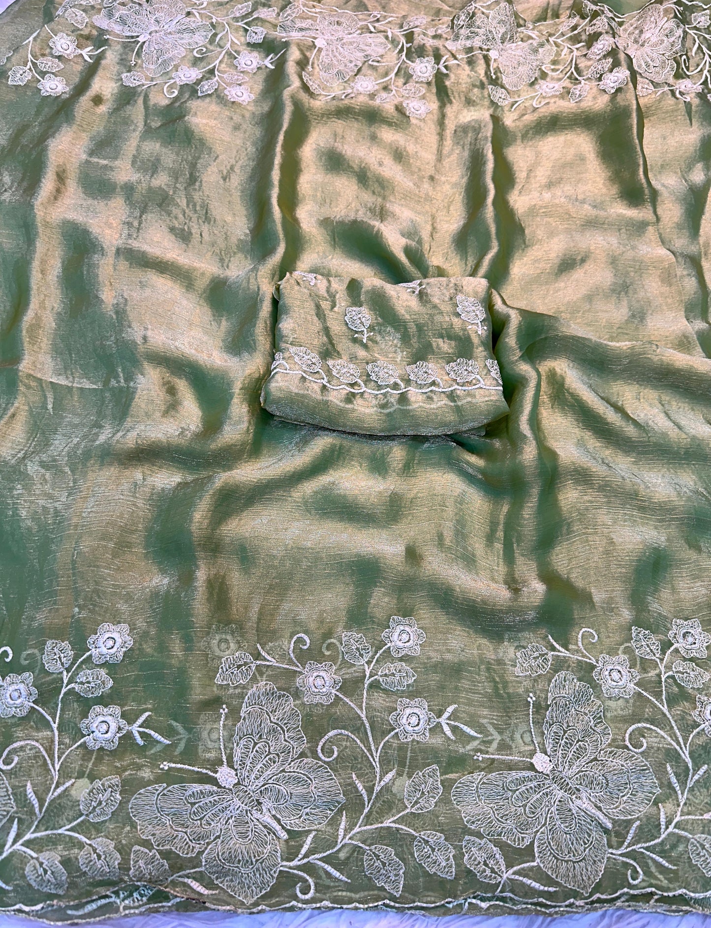 Pure Fendy chiffon saree with butterfly embroidery Budget Fancy saree