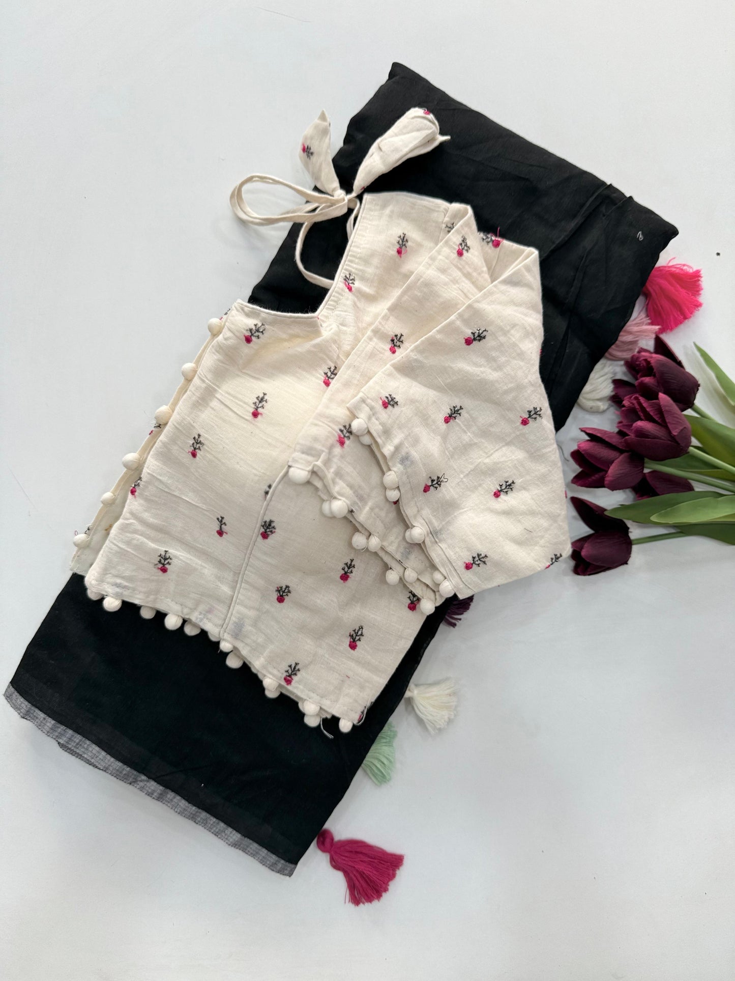 Khadi Cotton Saree with Desginer blouses Instagram best seller