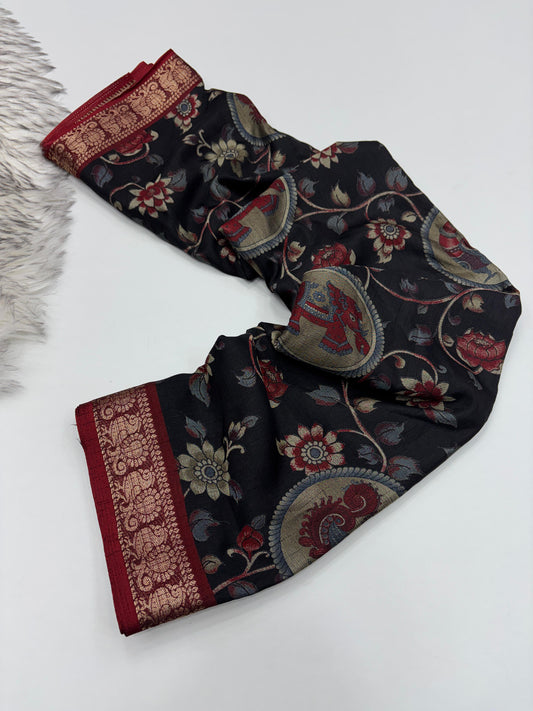 Budget friendly Kalamkari Dola
Silk saree