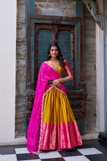 South Indian style narayan pattu lehenga set