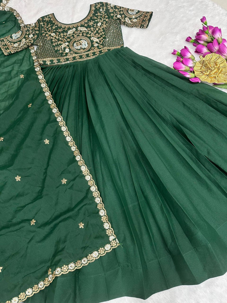Heavy embroidery work Gown with  duppata
