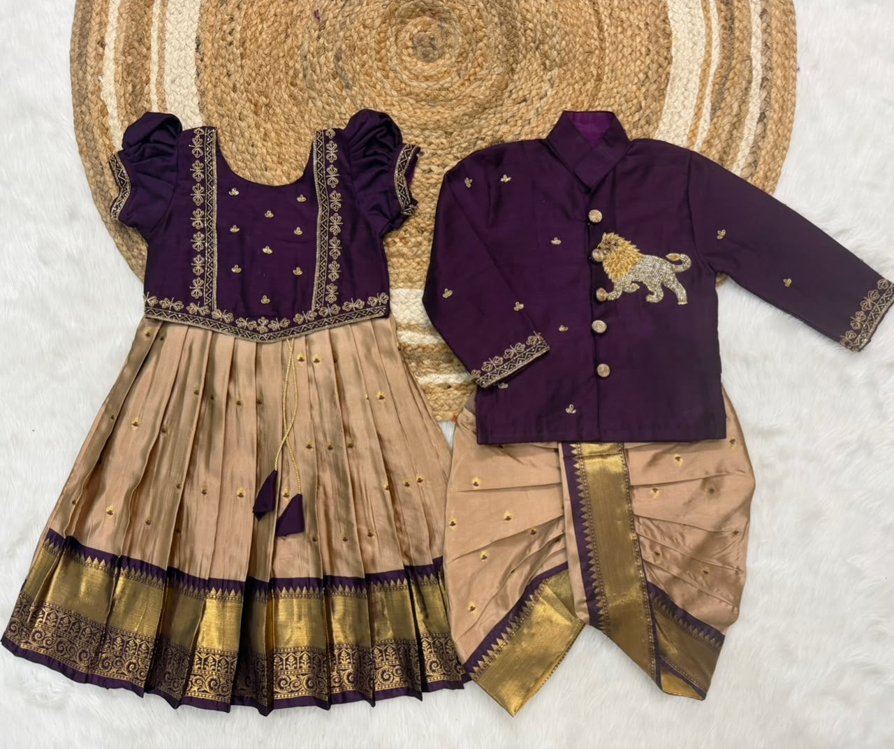 Brother and sister Cute combo Boy kurta with girl crop top