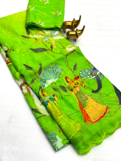 Budget soft Chanderi cotton digital sarees