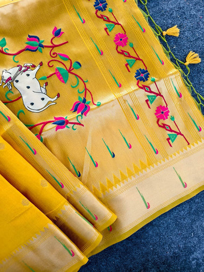 Budget Tussar Paithani weaving sarees