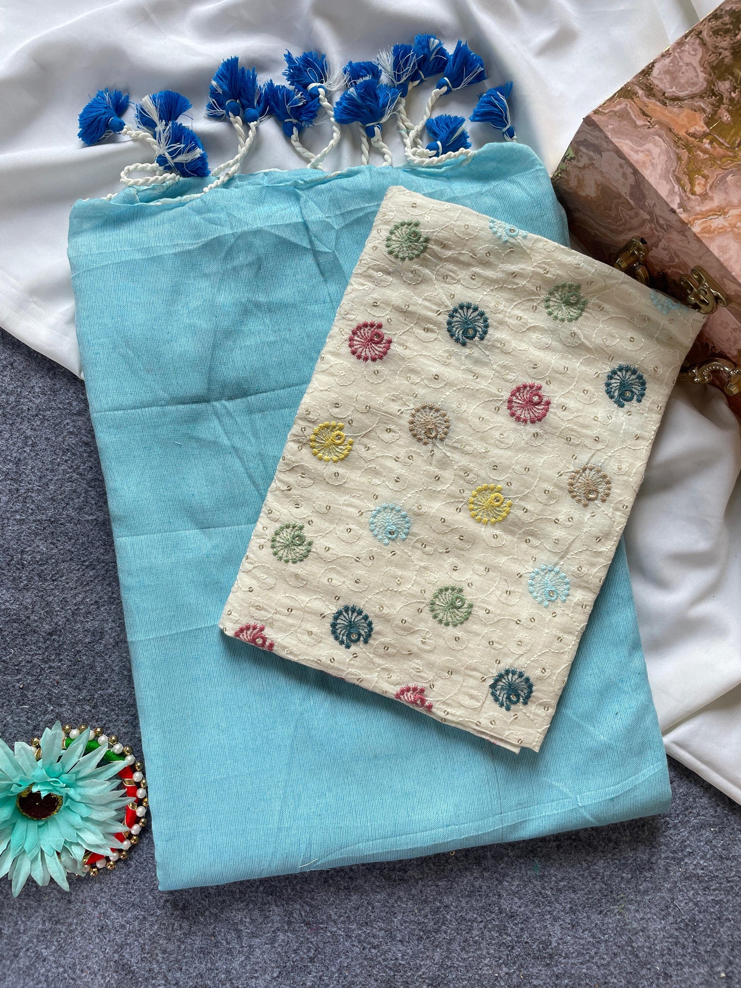 Budget Khadi cotton with beautiful work blouse