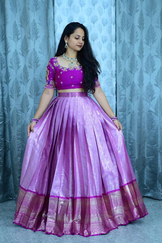 Semi Kanchipattu With Pure Zardosi Festival Lehenga