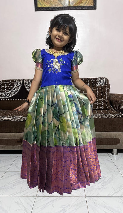Kids Kanjivaram Silk Festive Gown
