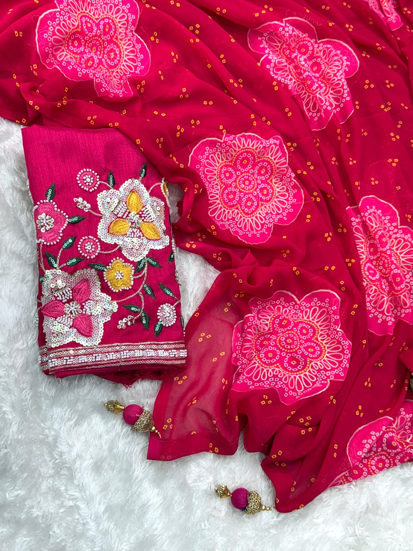 Budget Heritage Bandhej Saree with Handcrafted Elegance ✨