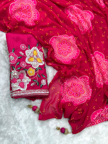 Budget Heritage Bandhej Saree with Handcrafted Elegance ✨