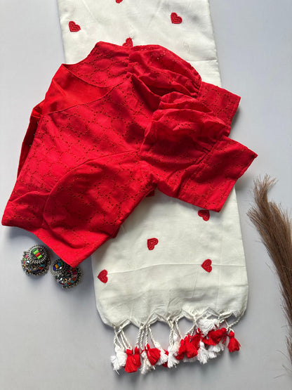 Heart ❤️ sarees with stitched blouse  for special days