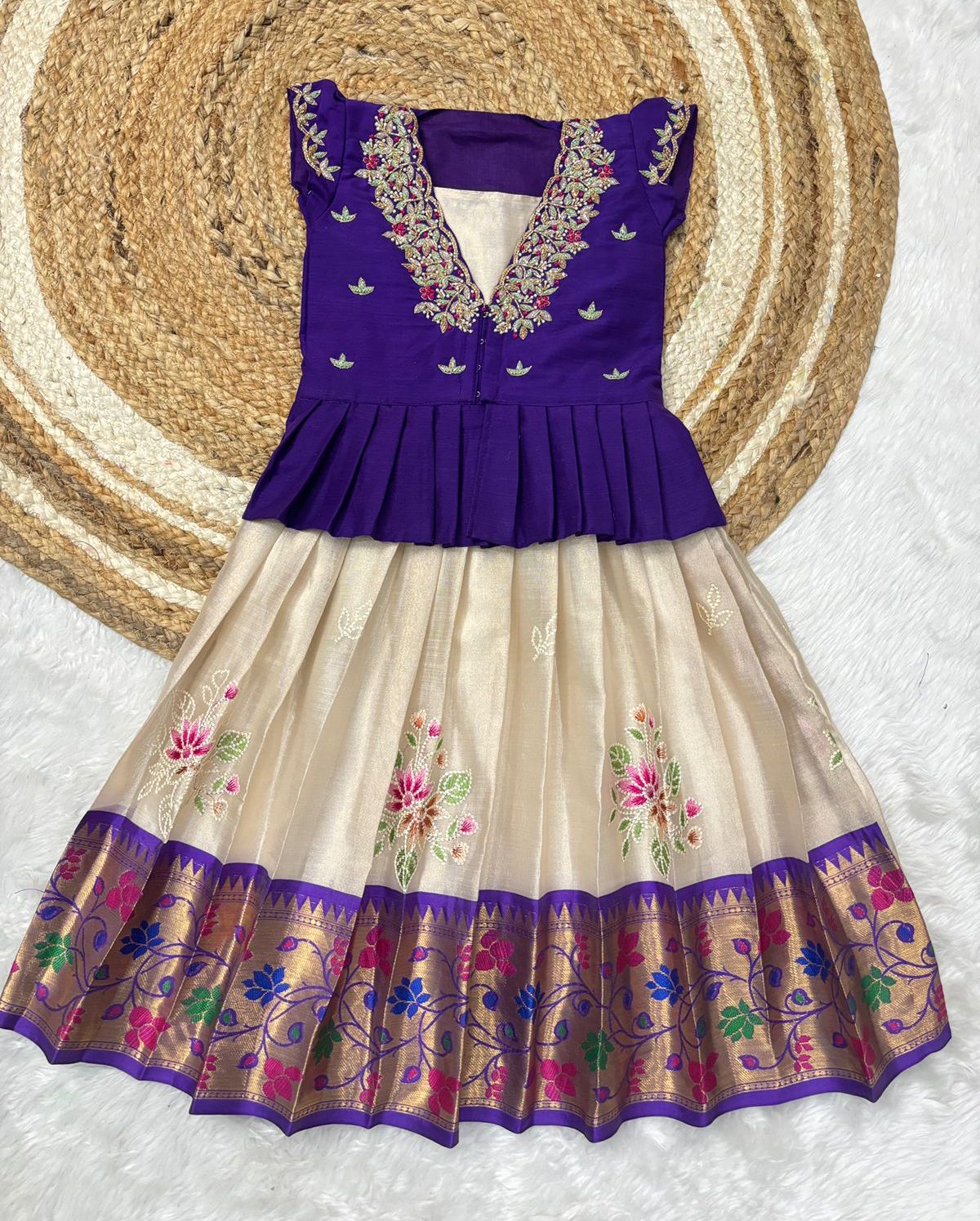 Traditional wear kids maggam brother and sister sets