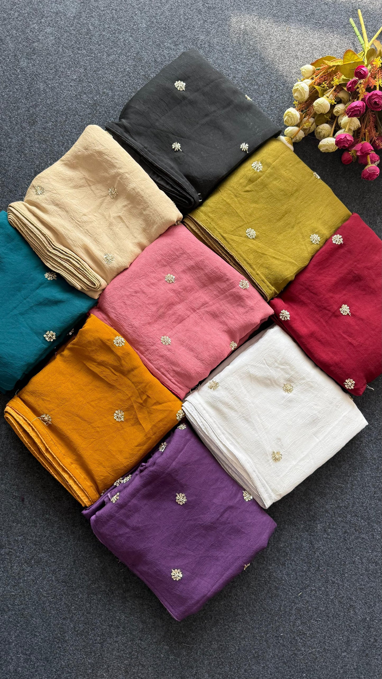 Premium crush carry free beads embroidery budget saree
