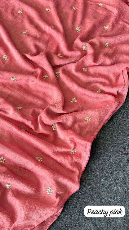 Premium crush carry free beads embroidery budget saree