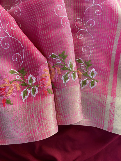 Kota budget Embroidery jequard border sarees