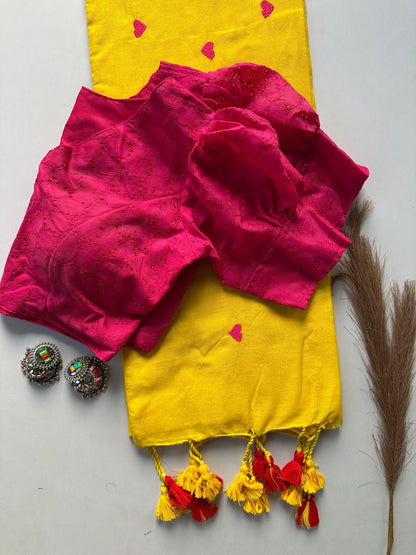 Heart ❤️ sarees with stitched blouse  for special days