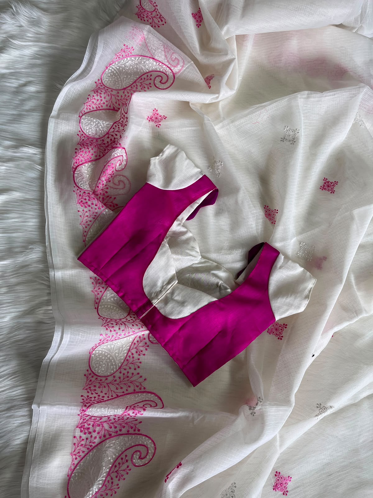Trending Kota Doriya saree with stitched Blouse