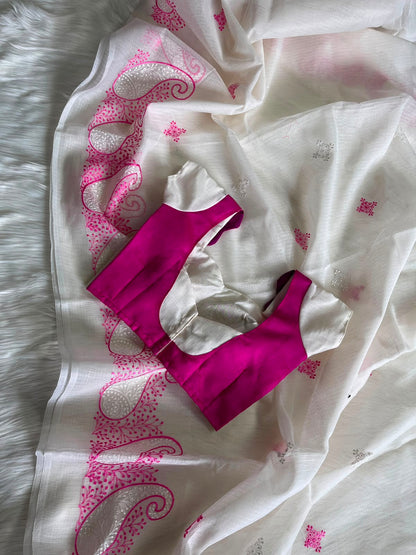 Trending Kota Doriya saree with stitched Blouse