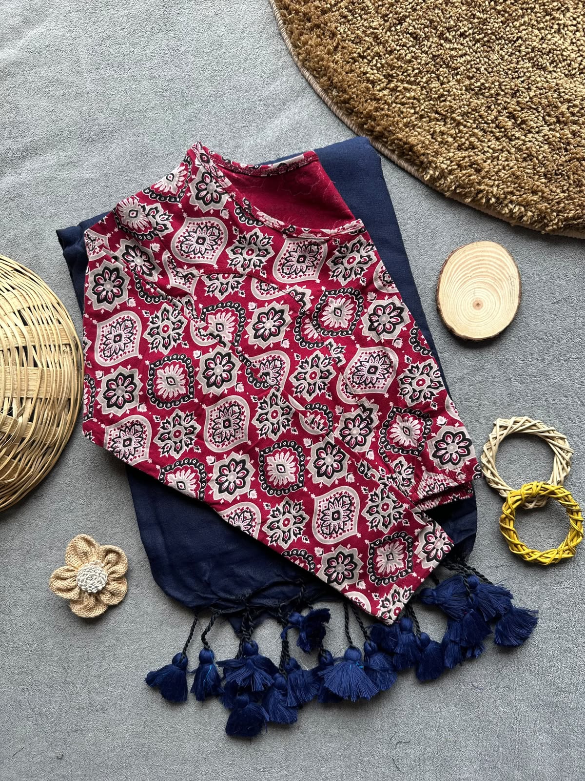 Khadi Streachable cotton stitched blouse