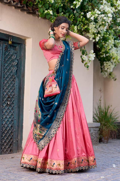 Vichitra Silk Kalmkari print Lehengas