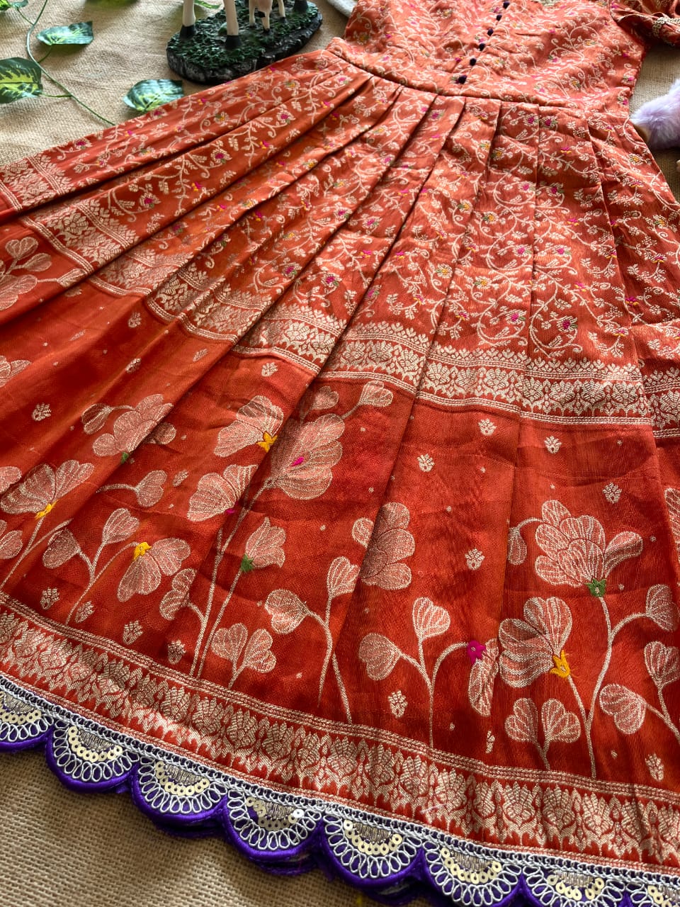 Gowns Silk panihari with zari weaving-Kids Gown