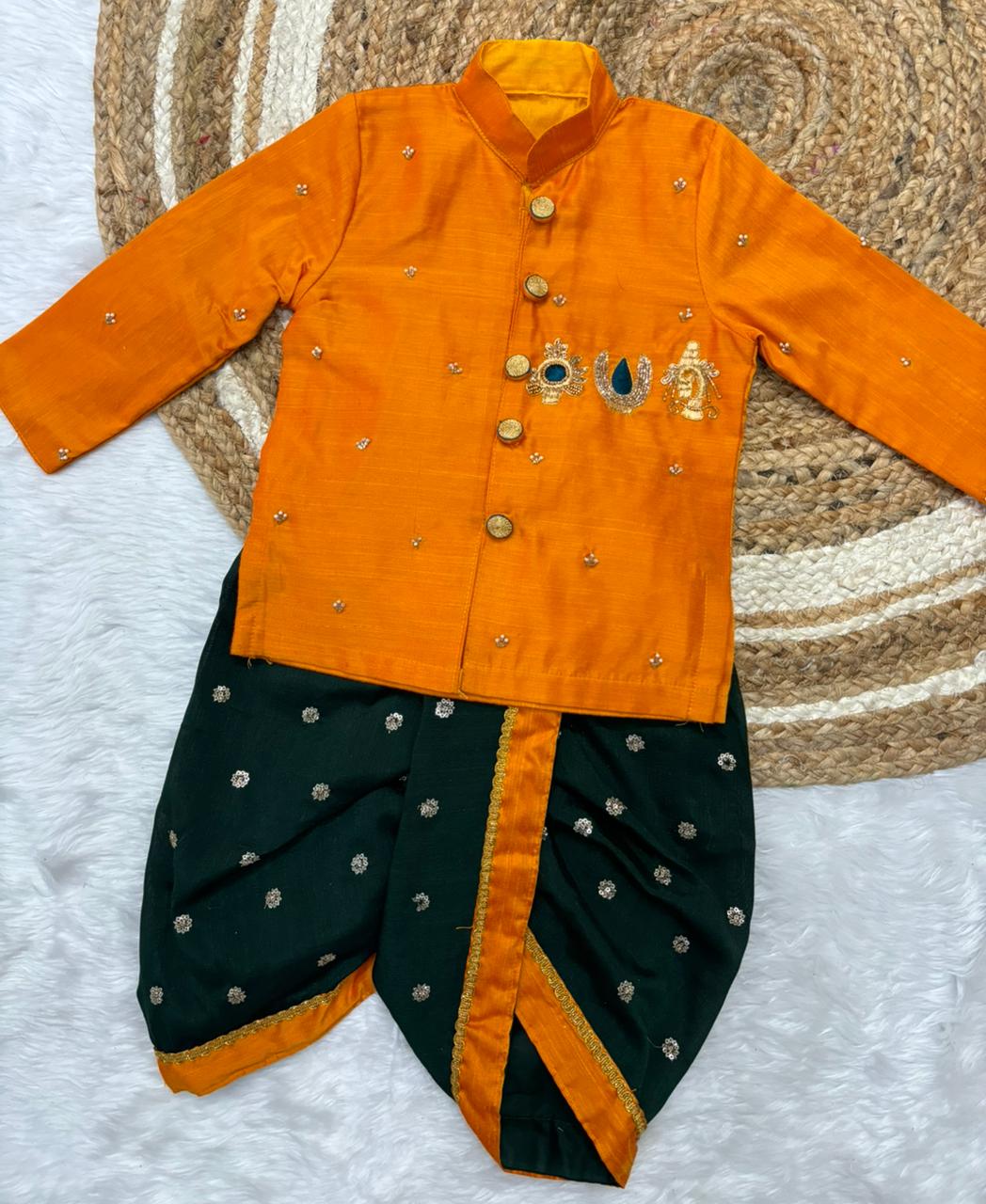 Gents maggam work Kurta with Dhoti set