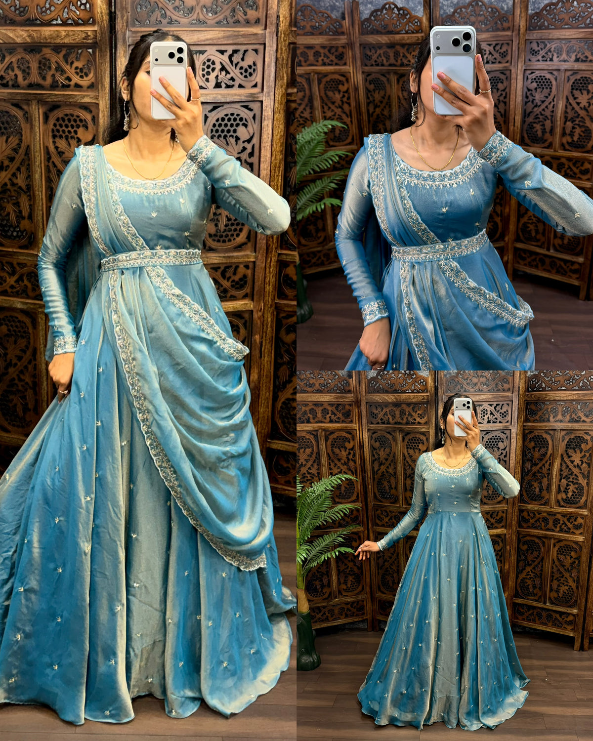 South style silk gown with dupatta