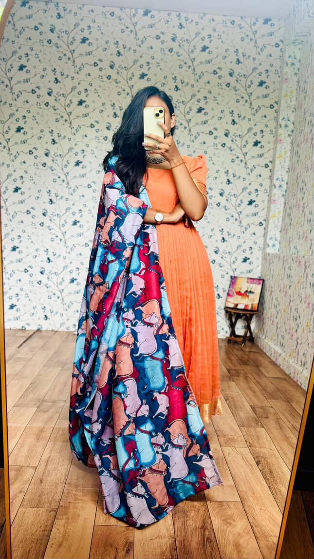 Handloom Kalamkari Anarkali Festival Gowns