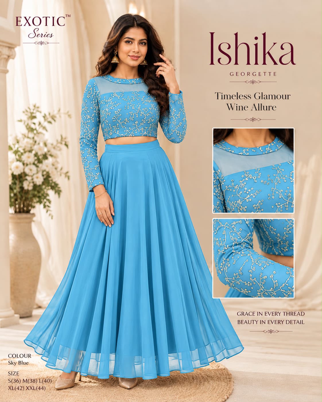 Crop top style (Anarakali ) gown stylish work sets