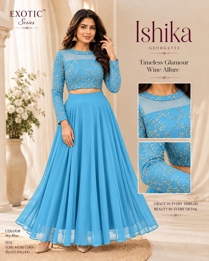 Crop top style (Anarakali ) gown stylish work sets