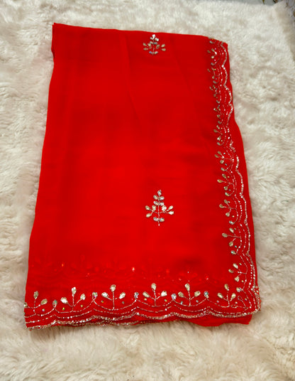 Rainbow colour georgette kardhana  trending work sarees
