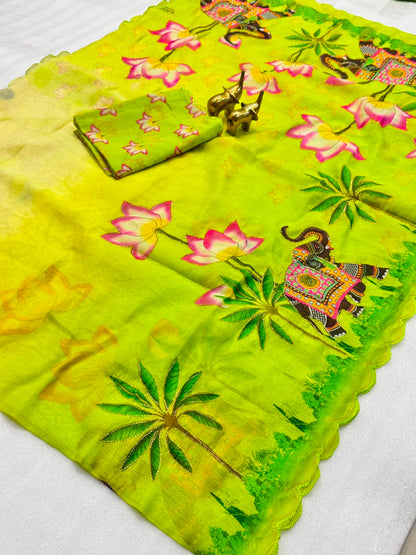 Budget soft Chanderi cotton digital sarees