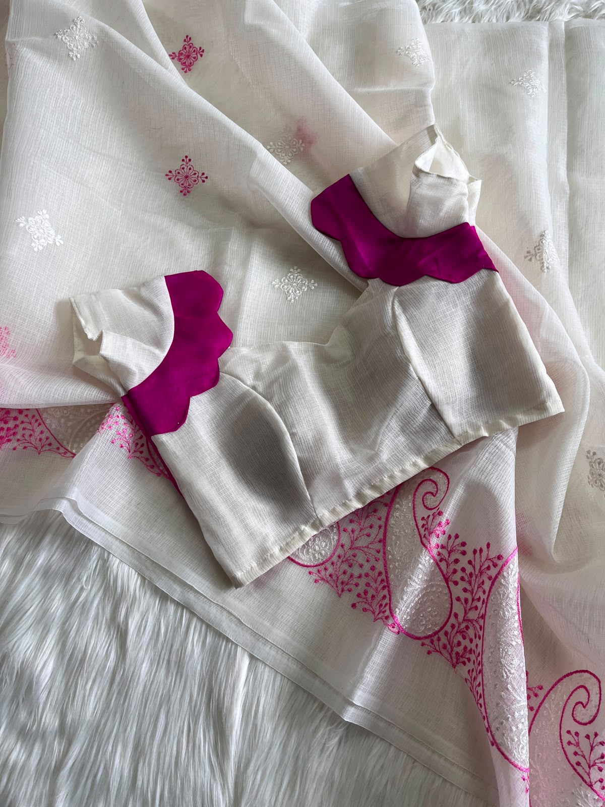 Trending Kota Doriya saree with stitched Blouse