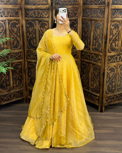 South Salsa Silk Gown with Dupatta