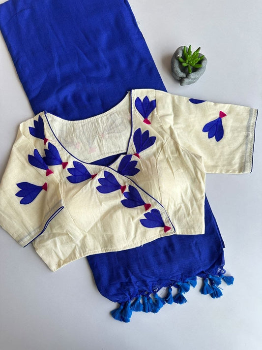 Khadi cotton with  stitched blouse