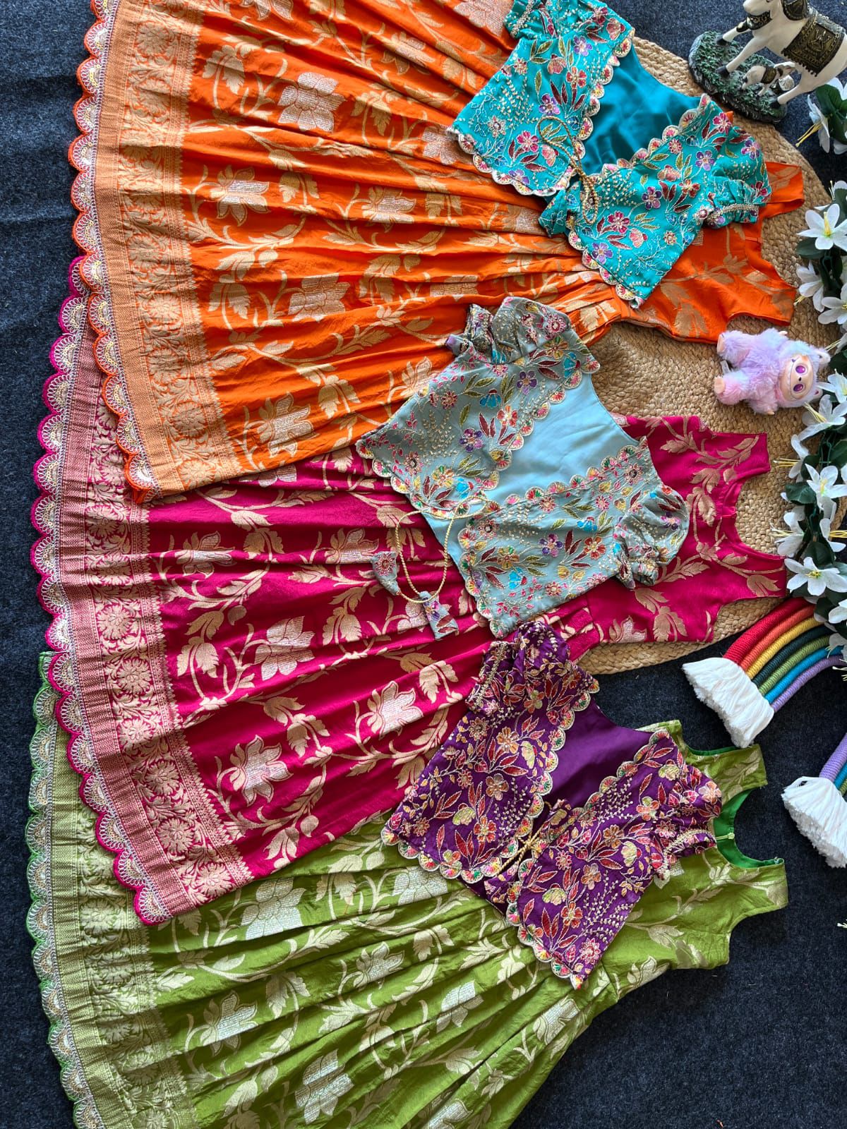 Khadi Georgette 2 in One Gown with Coat sets Kids Gowns
