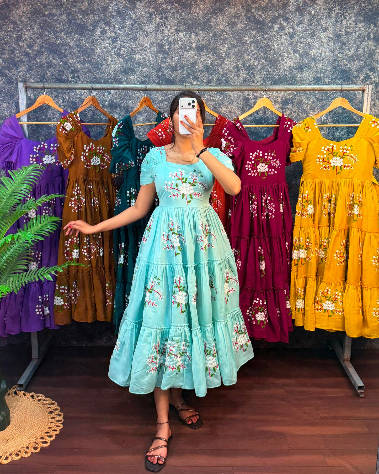 South mull cotton embroidery cafe gowns