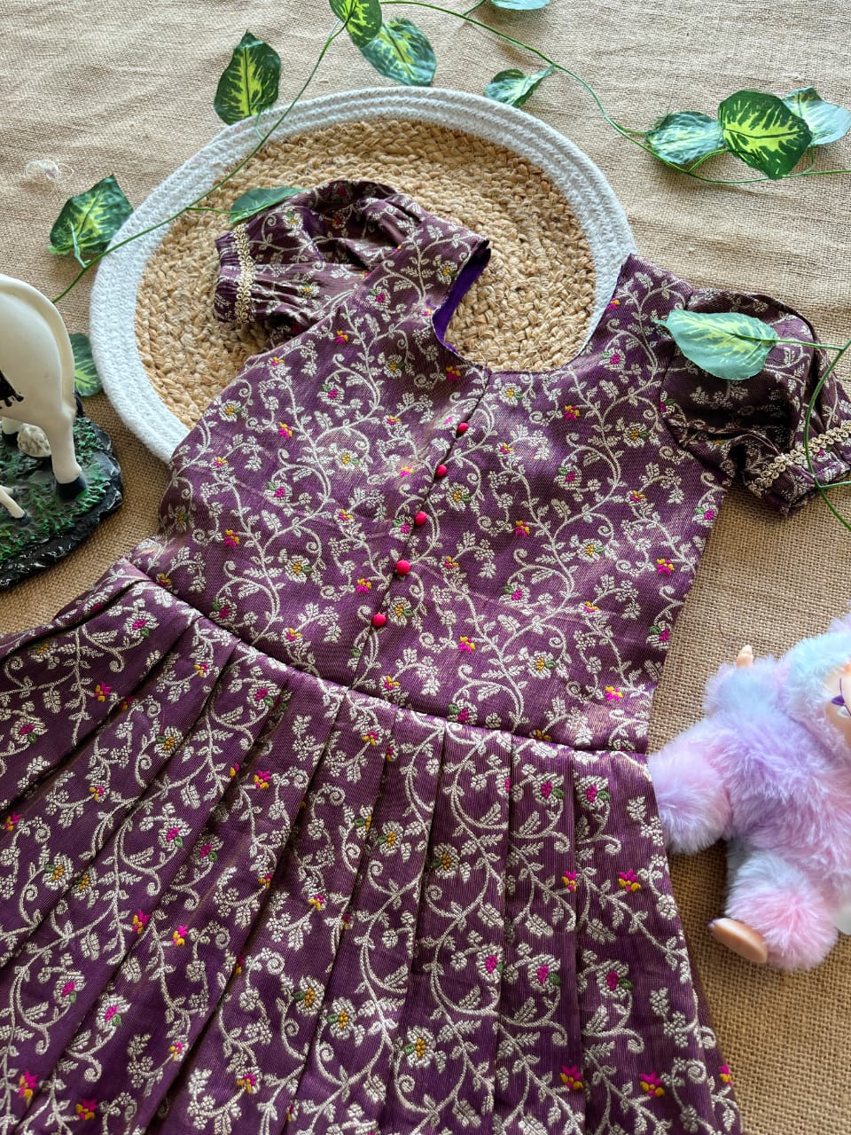 Gowns Silk panihari with zari weaving-Kids Gown