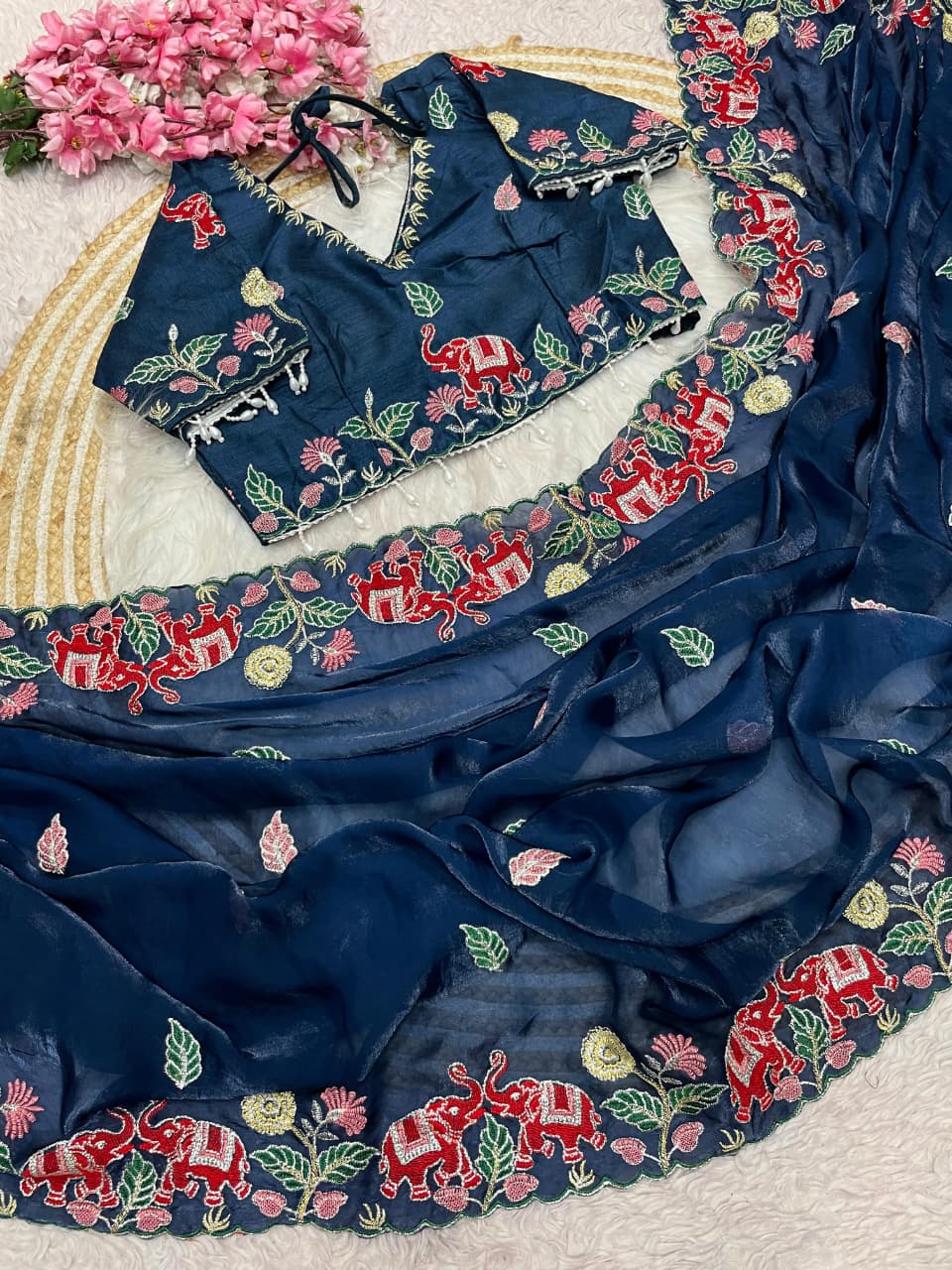 Soft fendy Saree with stitched Blouse