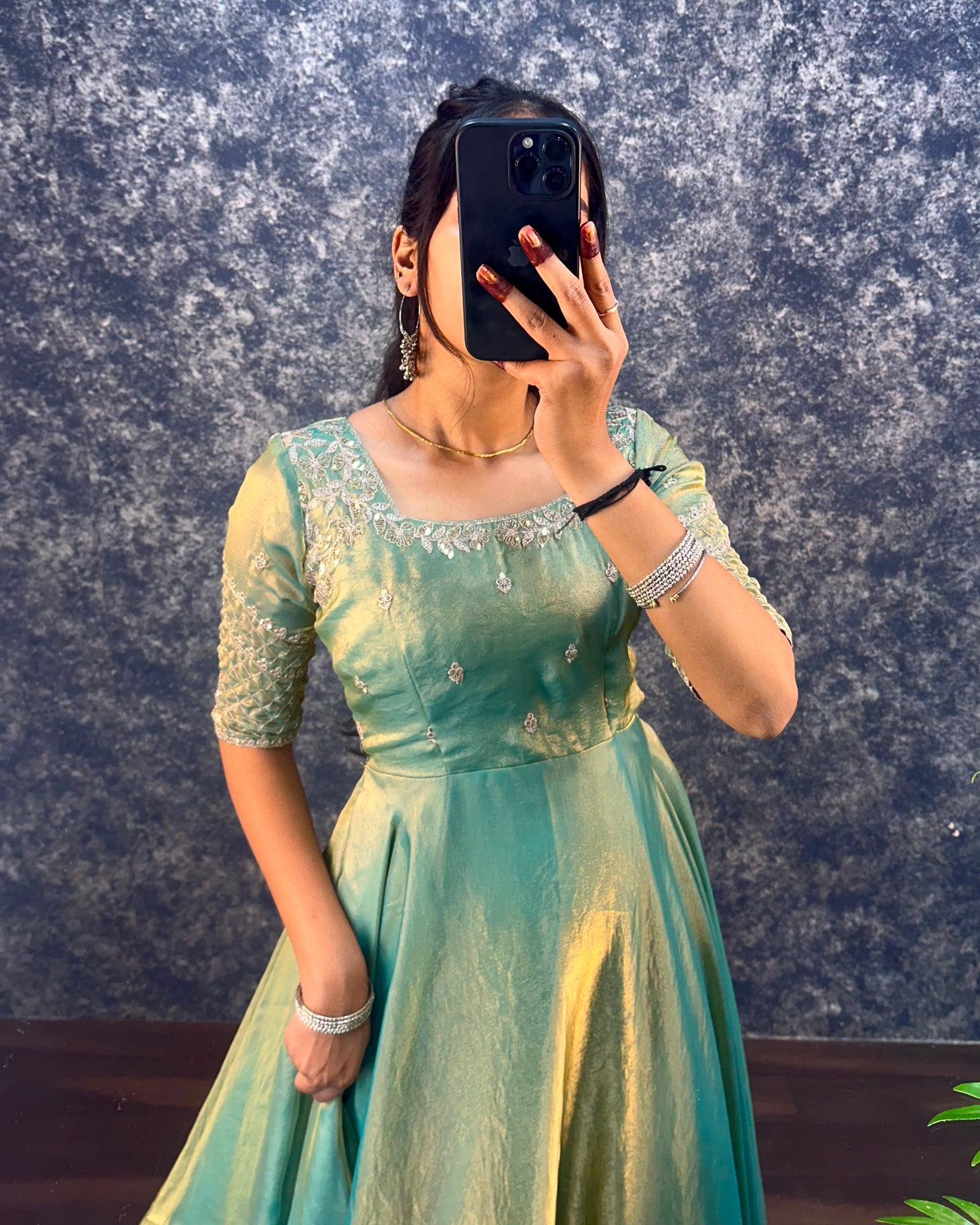 Premium Embroidery Sequence Gown with Dupatta