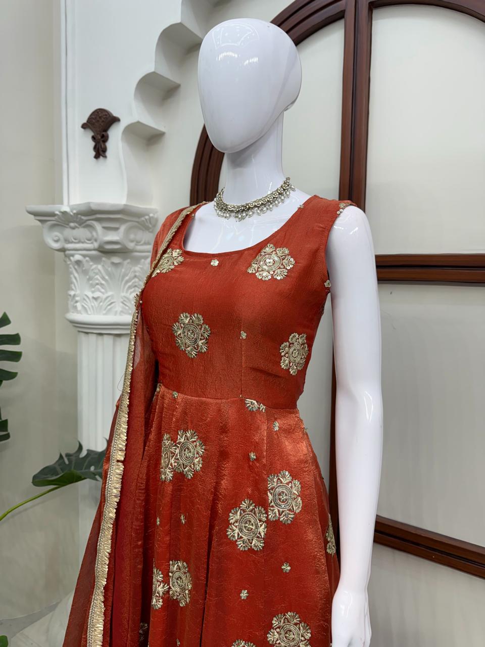 Effortless charm anarkali 3 pieces set