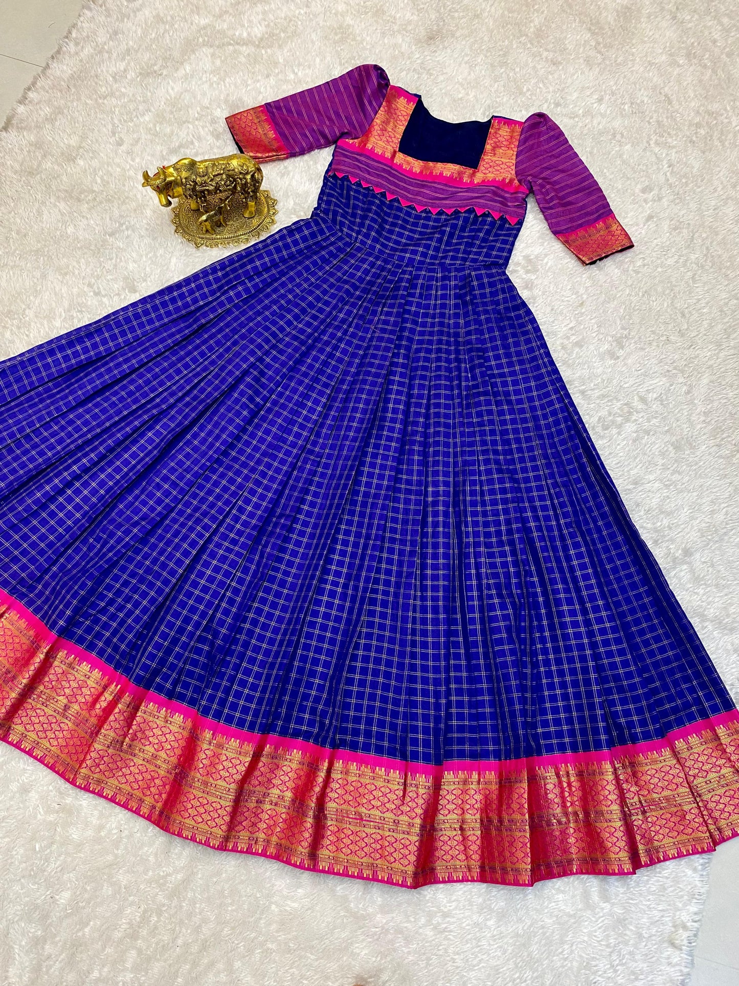 SUPER HIT long gown with cotton silk gown with a pleated flare