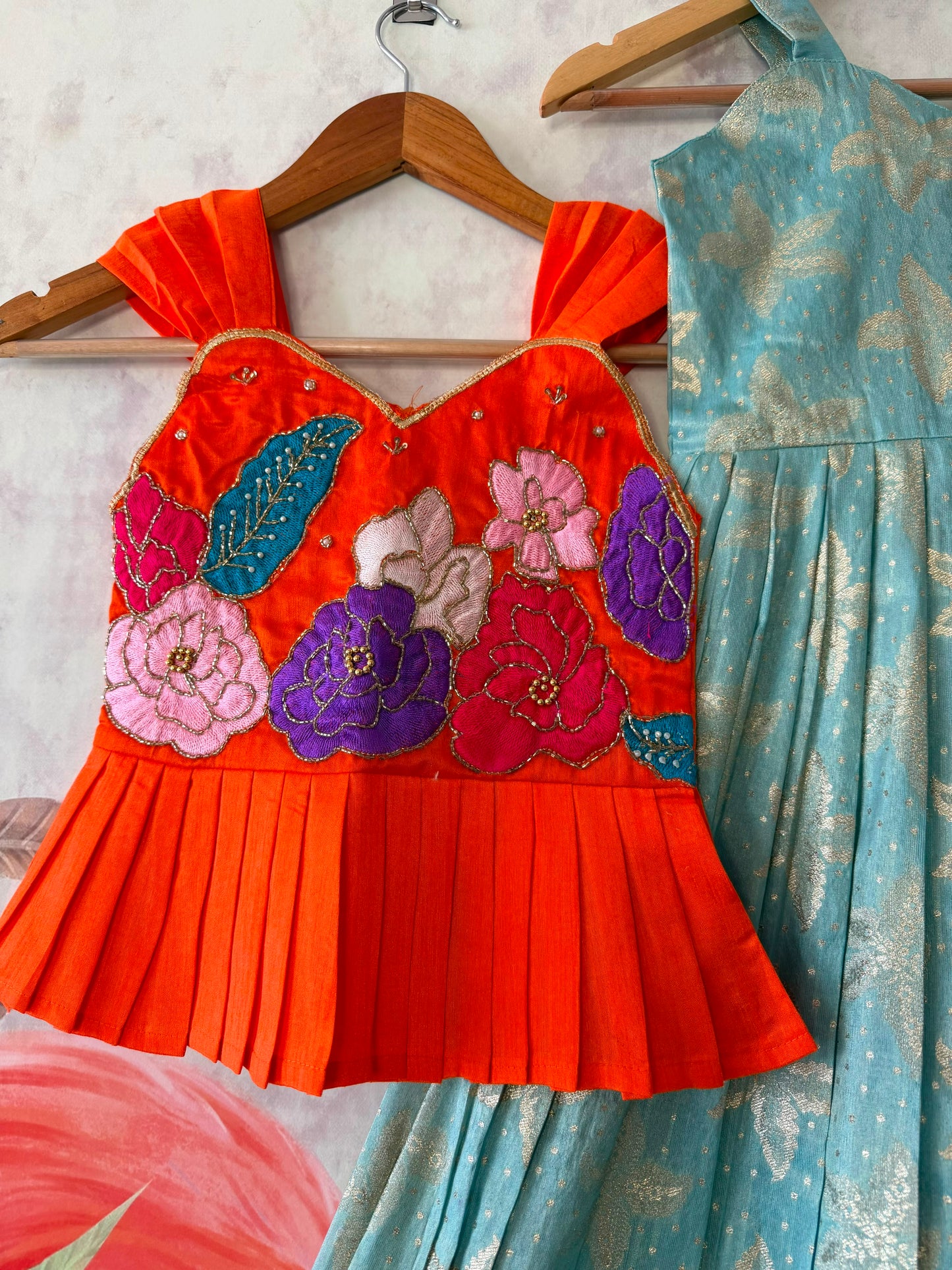 Floral cute Gown with Maggam Work Coat❤️