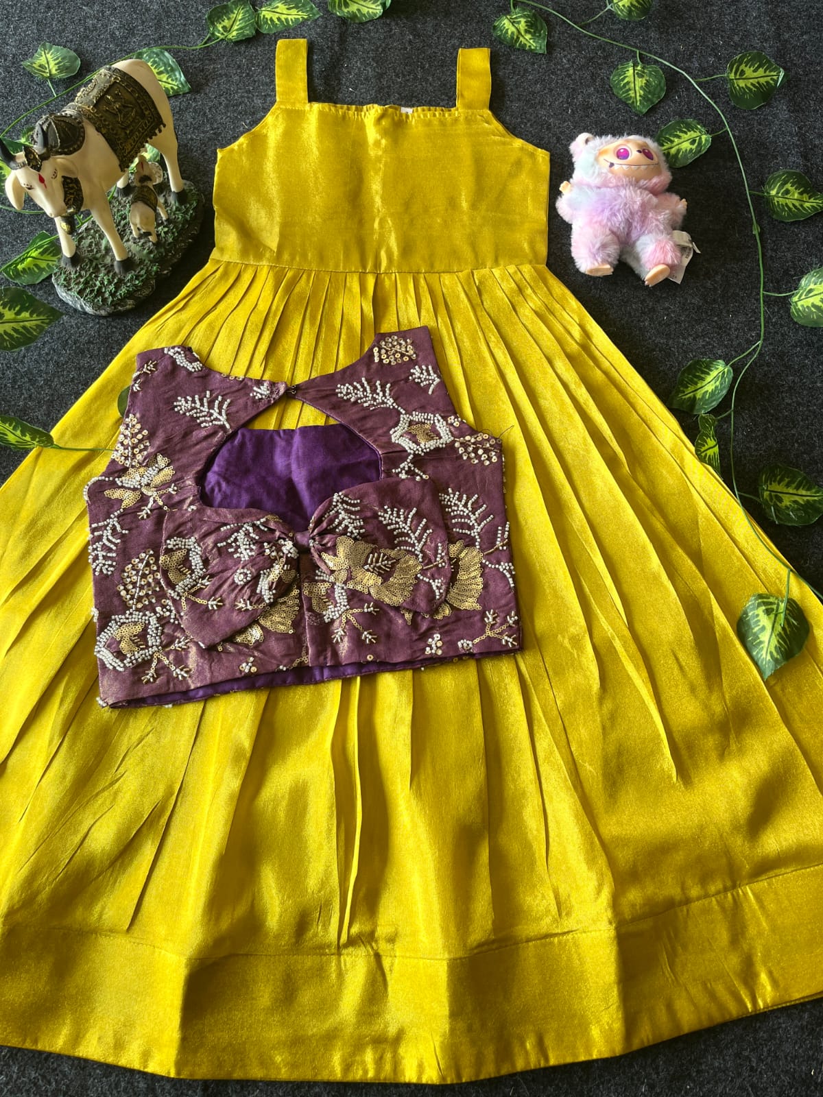 Kids tissue frock with coat model 2 in one