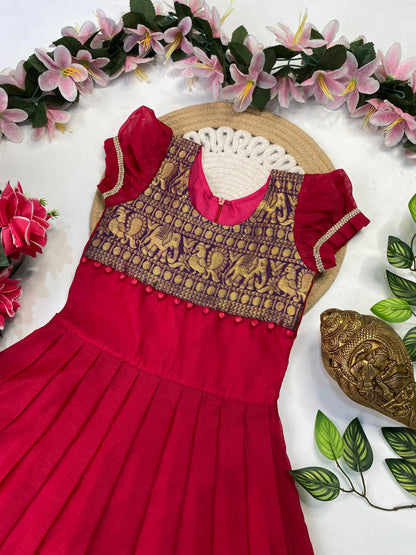 Kids Narayapet silk pattu gowns