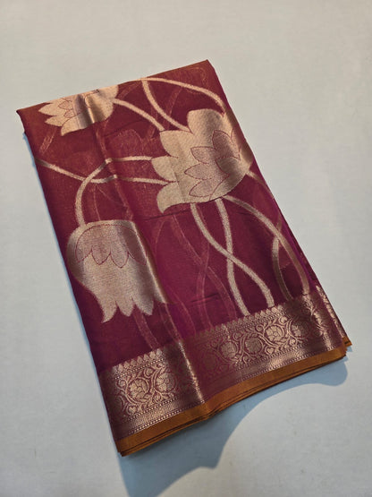 Banarasi mul cotton silk jaal pattern sarees