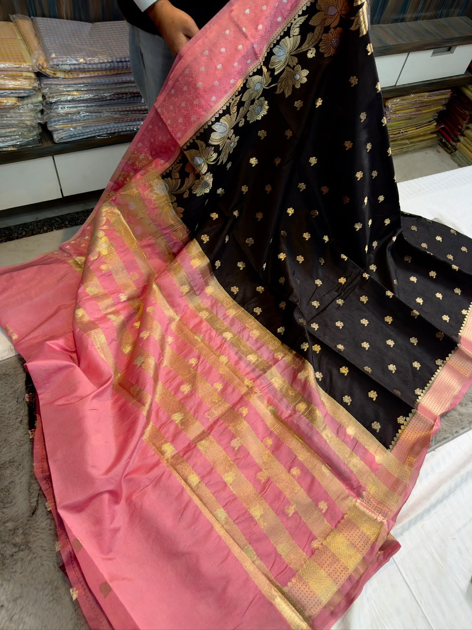 Banarasi dybl dupion soft silk zari saree