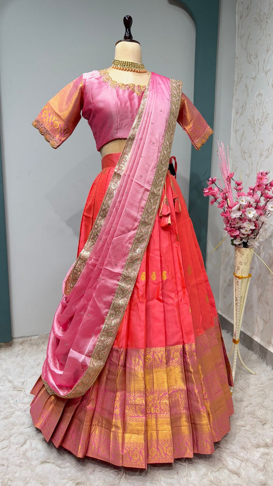 Kanchipuram silk traditional Lehnags