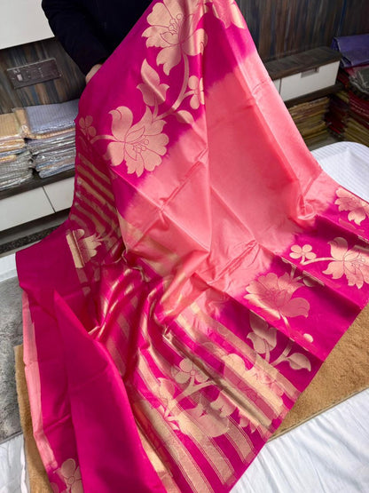 Semi pattu style paper soft Banarasi’s flower sarees