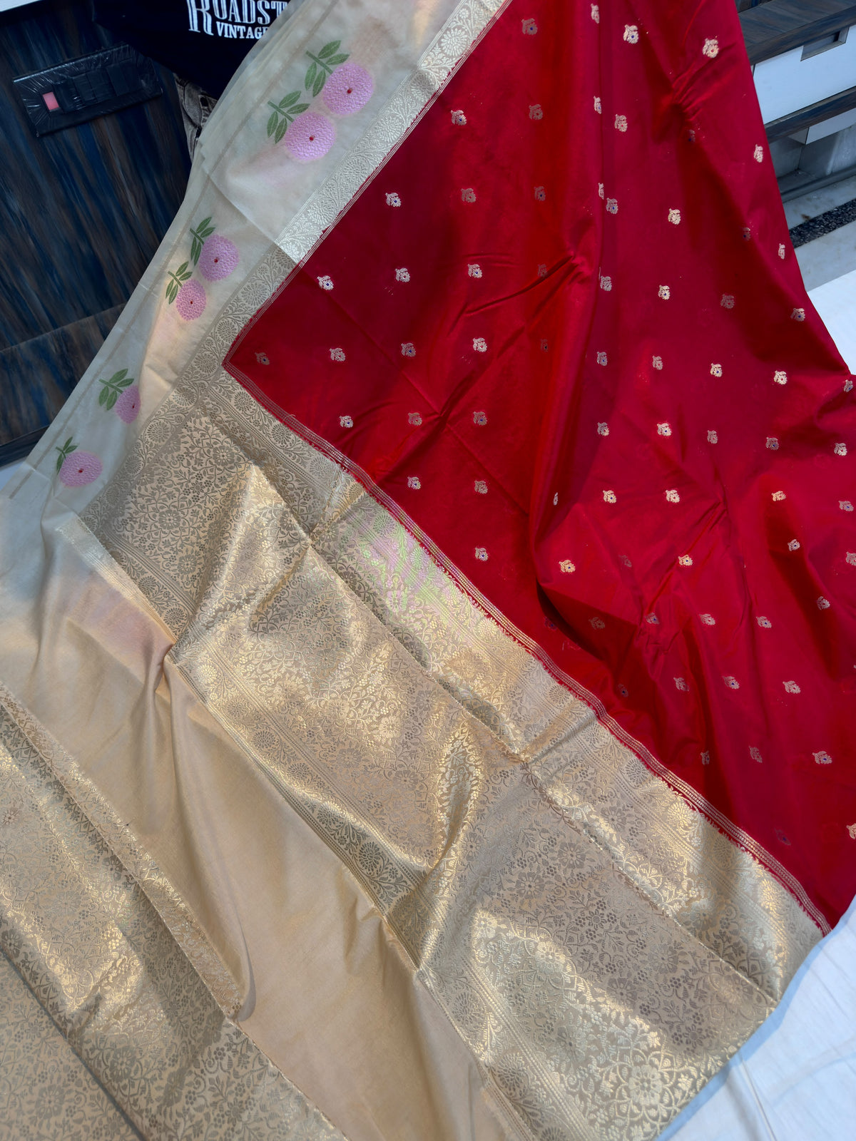 Banarasi  dyebl pure viscose silk fabric saree